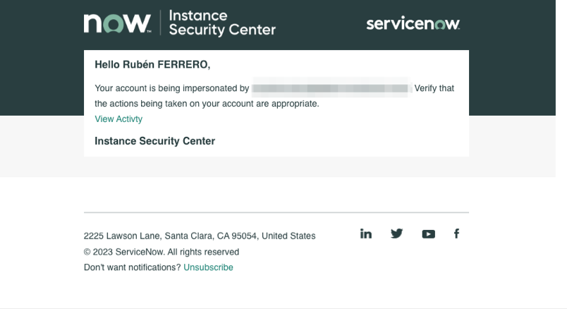 Your account is being impersonated!