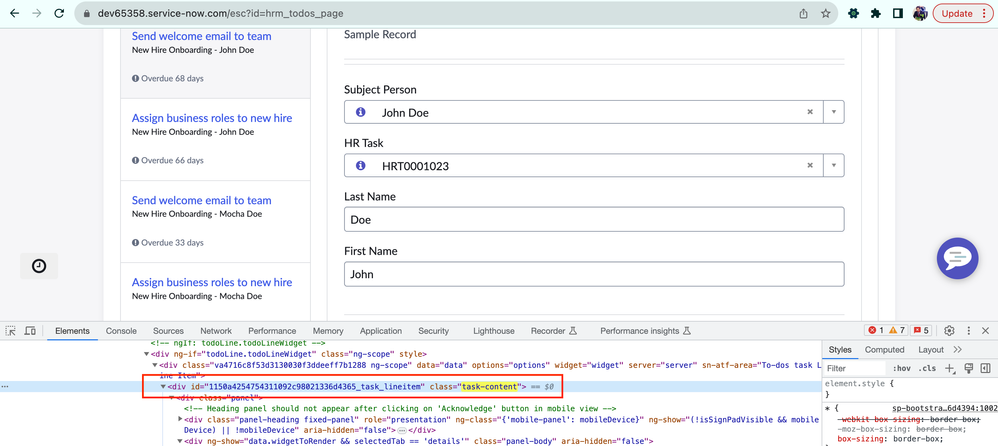 Fetching Subject person details on a Record Producer based HR Task