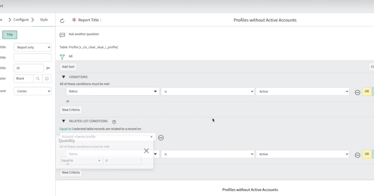 ServiceNow Using Related List Conditions in Reports