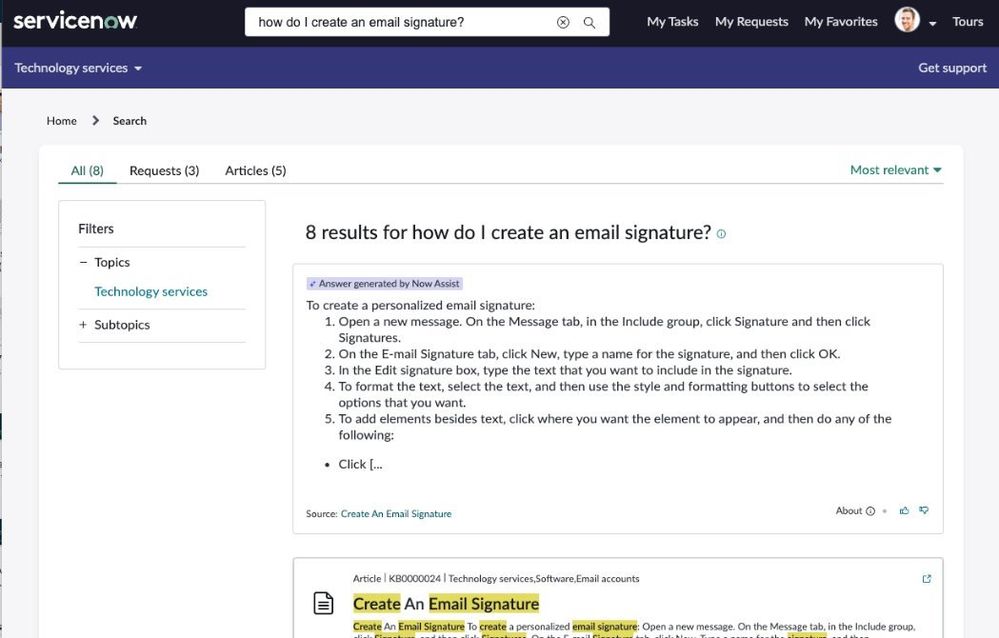 Now Assist in AI Search FAQ