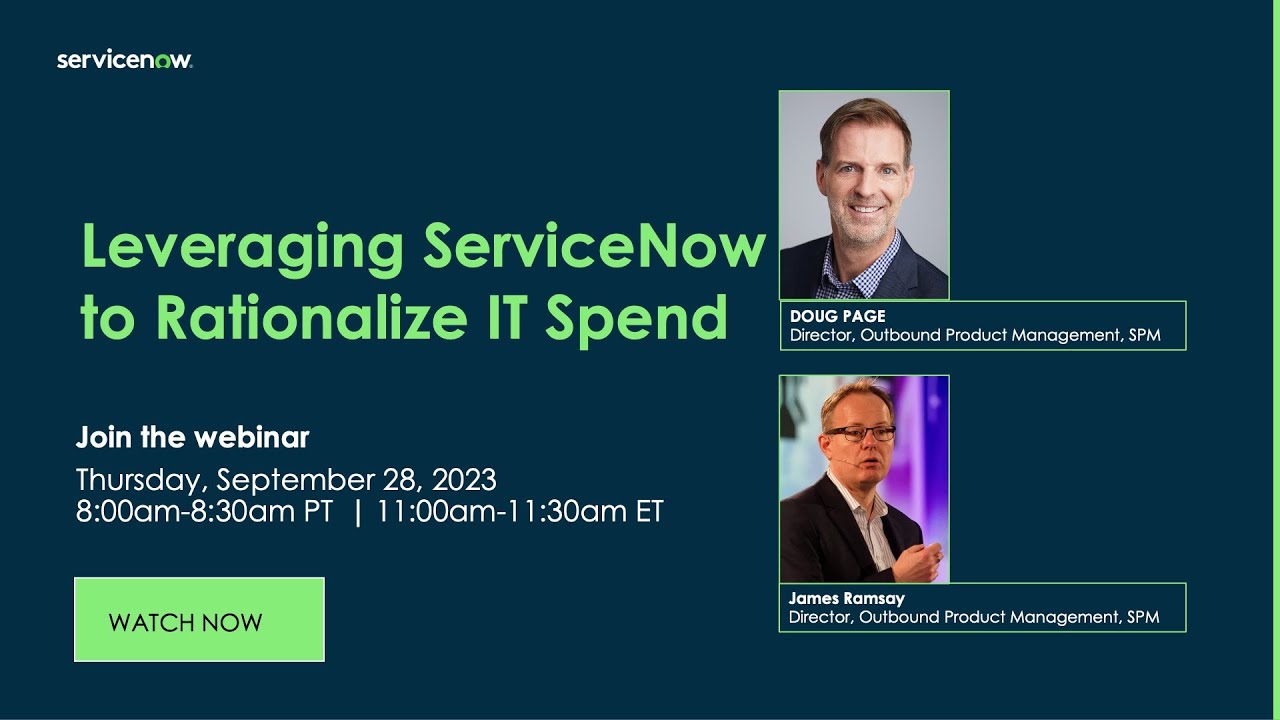 Last Thursday's with SPM : Leveraging ServiceNow to Rationalize IT Spend