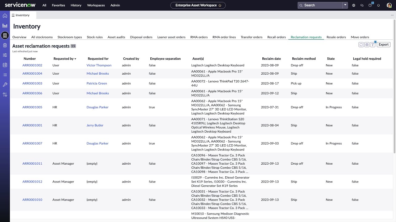 Enterprise Asset Management - Reclamation Request