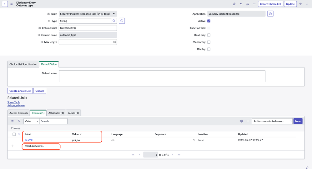 How to Create New Outcome Types in Security Incident Response Task?