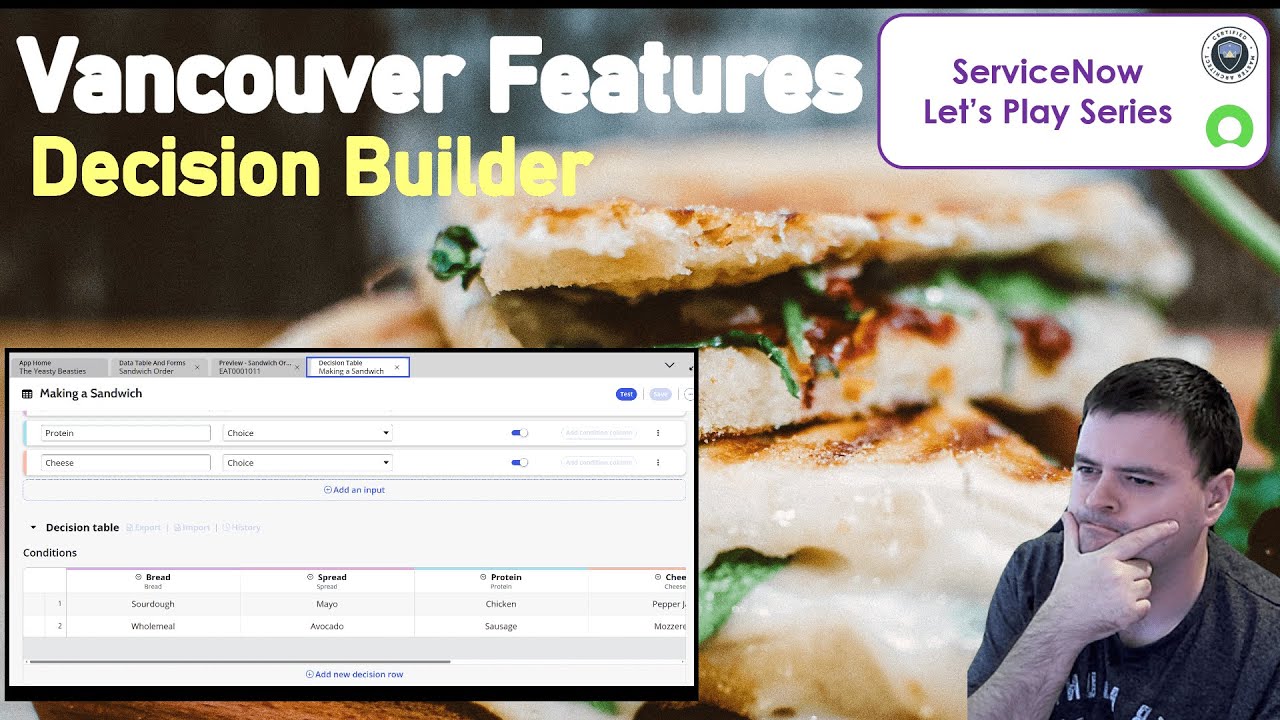 I make a sandwich using ServiceNow Decision Builder