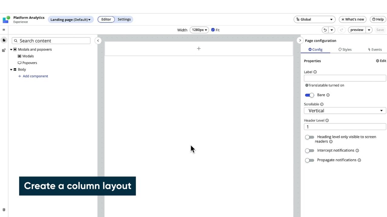 UI Builder | Create a column layout