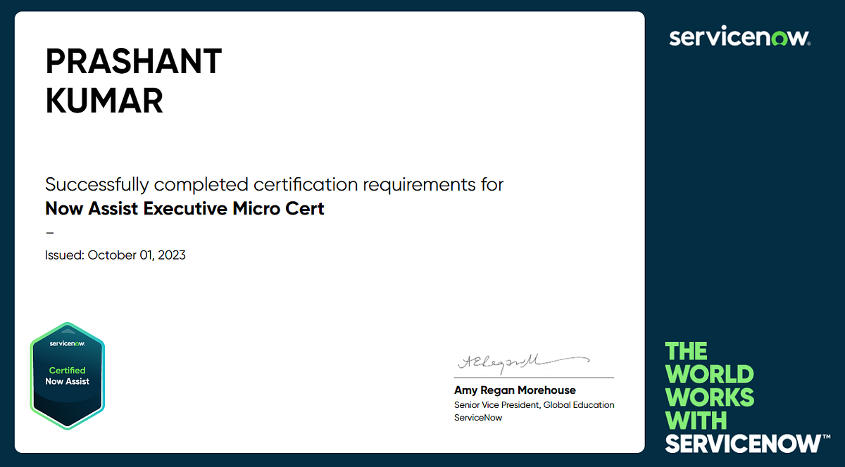 Now Assist Executive Micro Cert