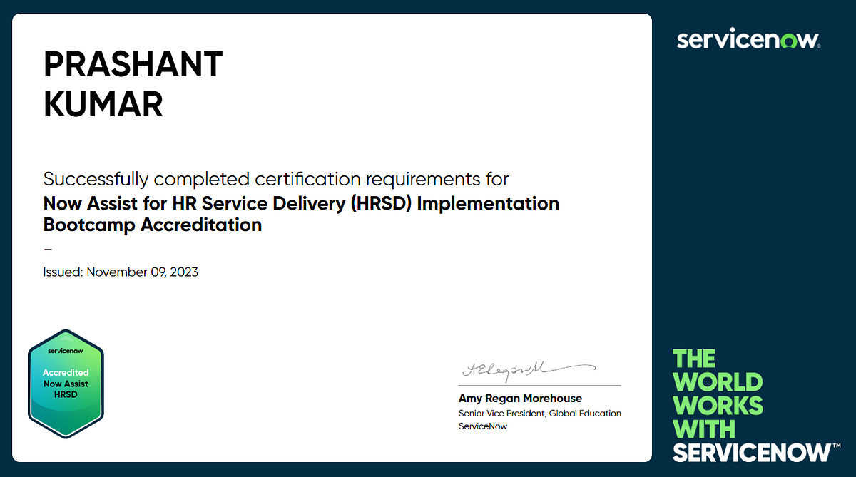 Now Assist for HR Service Delivery (HRSD) Implementation Bootcamp Accreditation