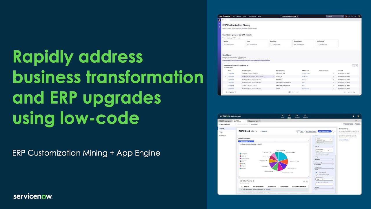 Rapidly address business transformation and ERP upgrades using low code
