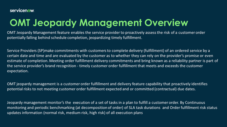 Order Management for Telecommunications - Jeopardy Management Overview