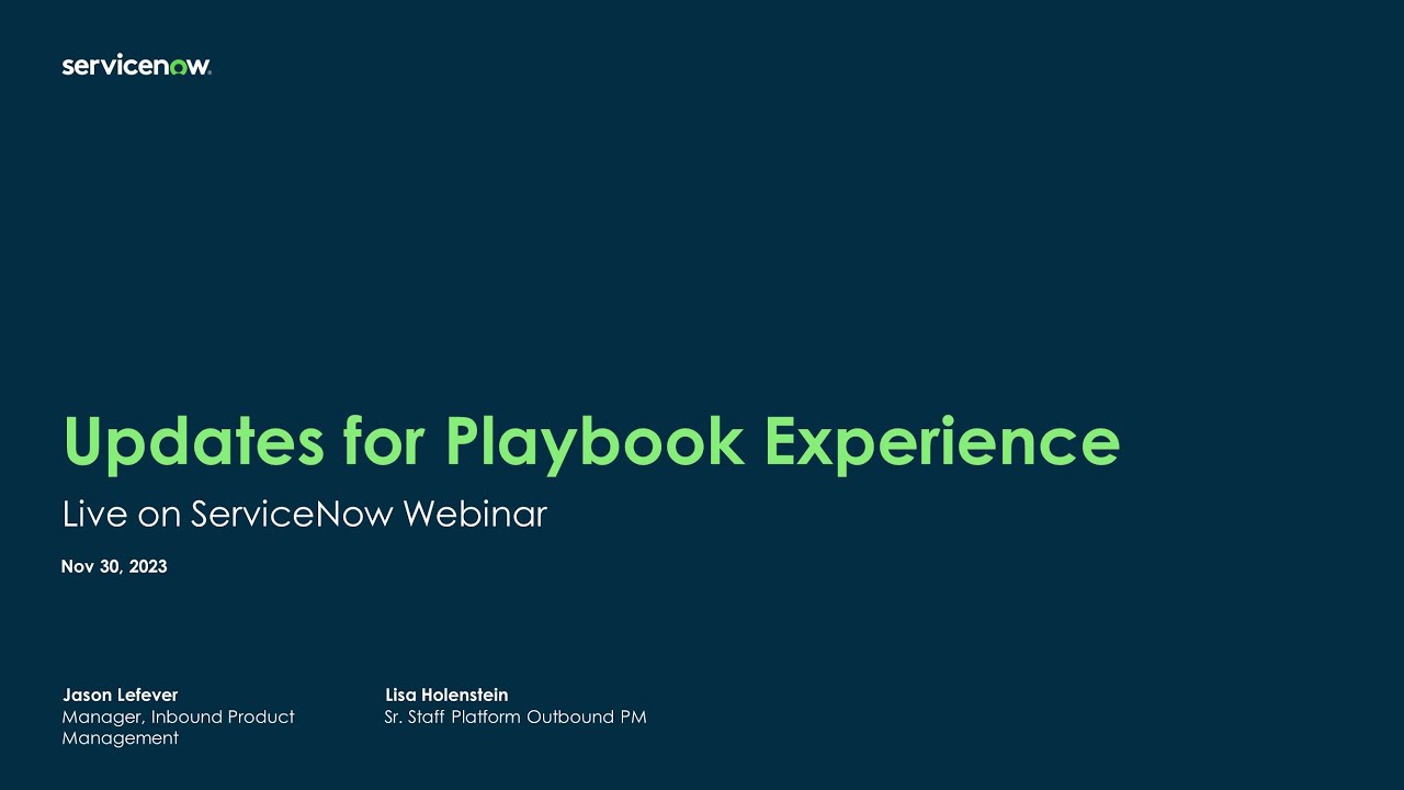 Platform Academy Session #45 - Nov 30, 2023 - Updates for Playbook Experience