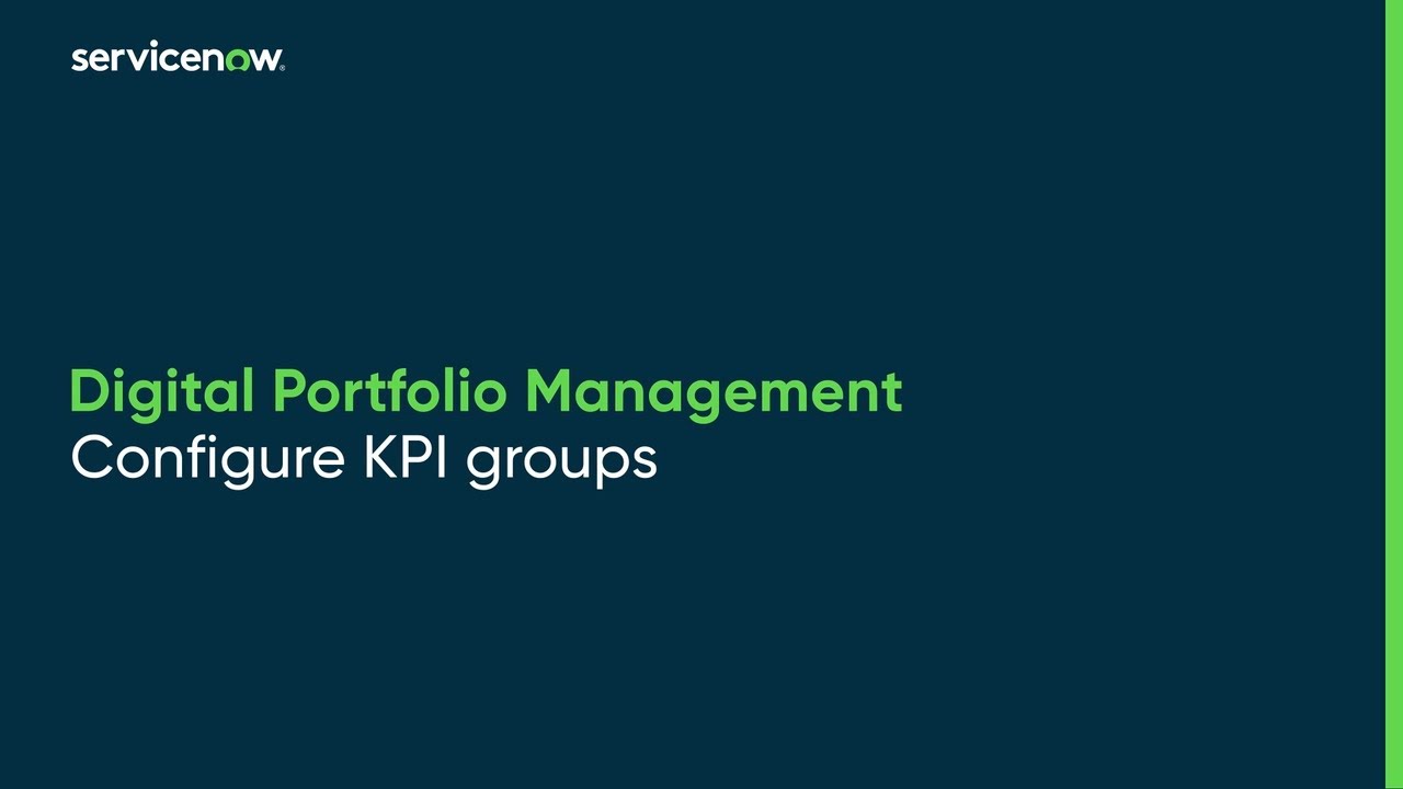 Digital Portfolio Management | Configure KPI groups