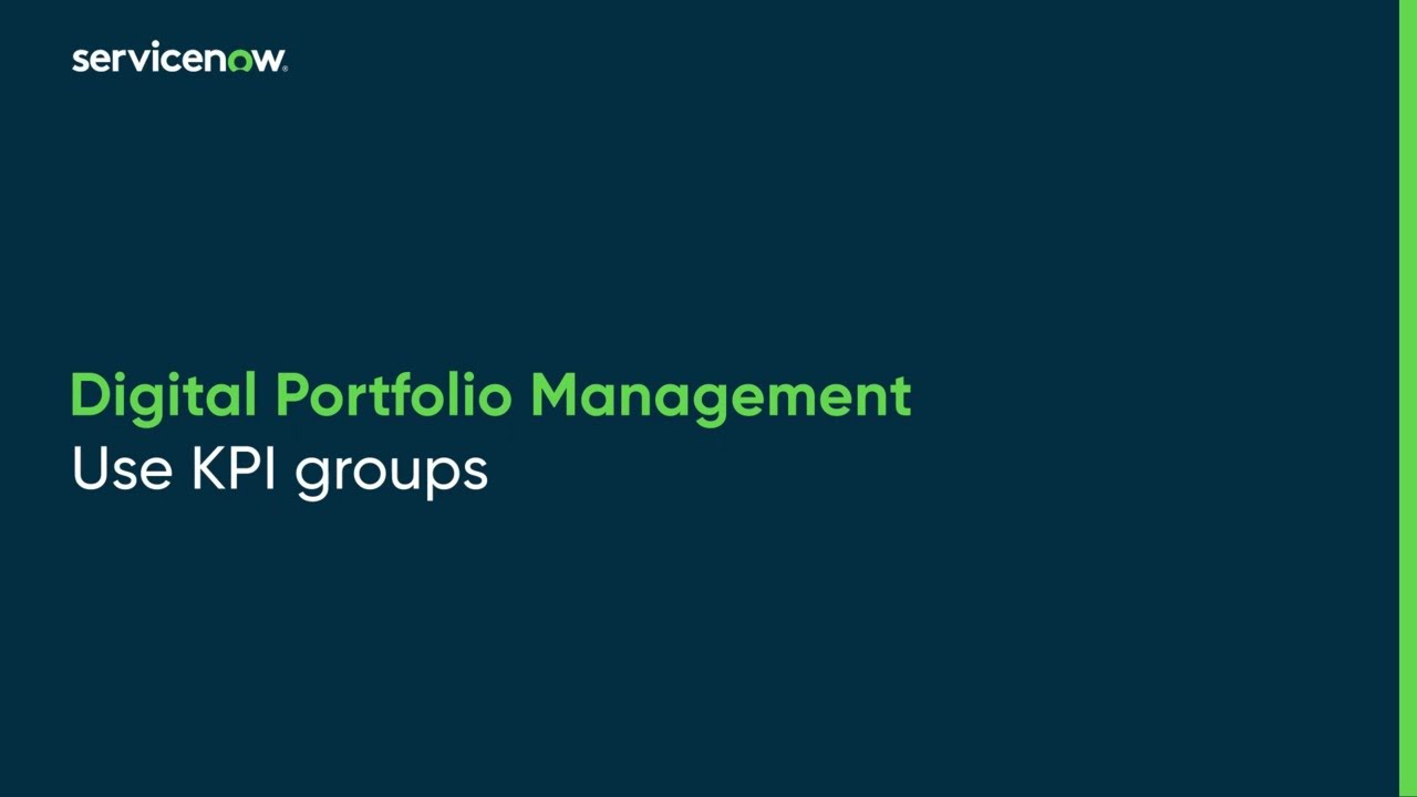 Digital Portfolio Management | Use KPI groups
