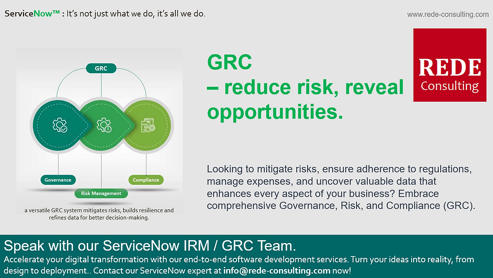 Reduce Risk, Reveal Opportunities using ServiceNow GRC