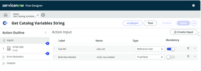 Reusable custom flow action to get all the catalog/producer variables as concatenated string