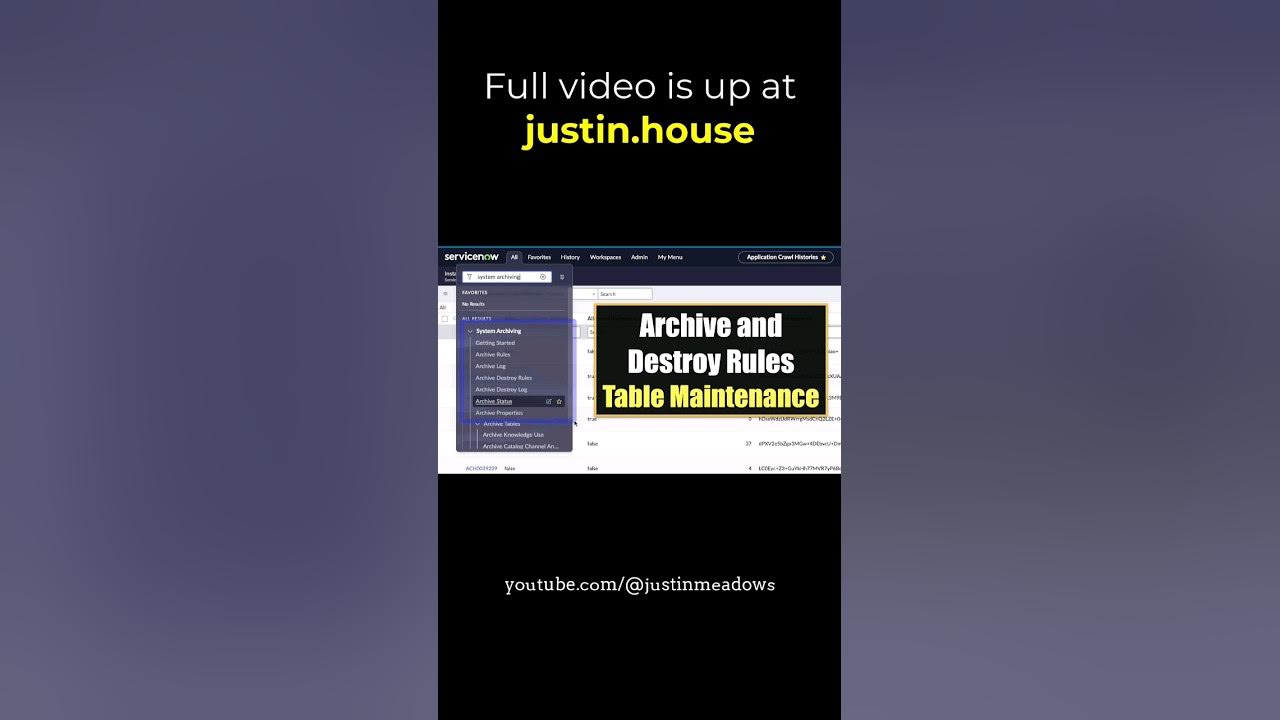 Archive and Destroy Rules in ServiceNow - short 🩳 #administration #tablemaintenance #housekeeping