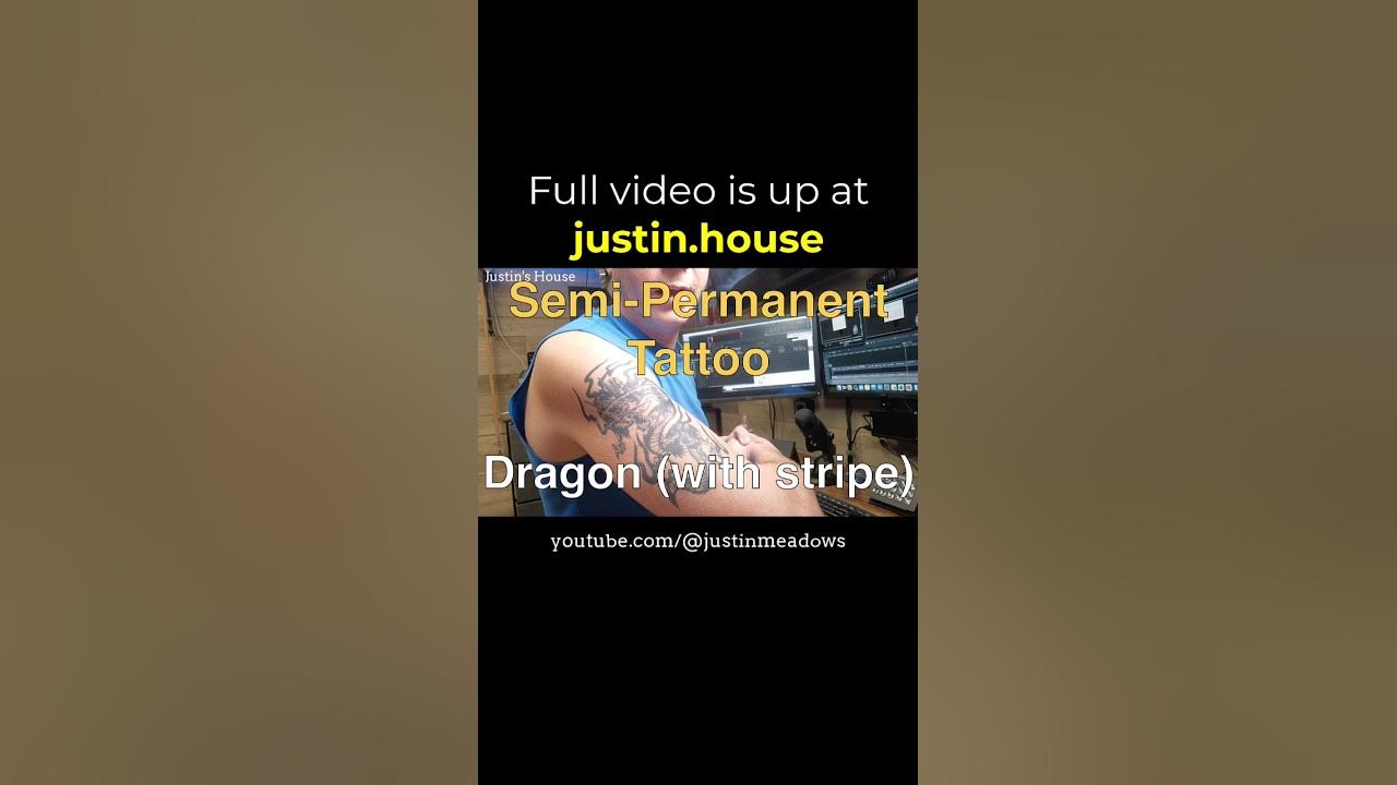 Dragon (with stripe) - Semi-Permanent Tattoo Fun - short 🩳 #tattoo #semipermanent #bodyart