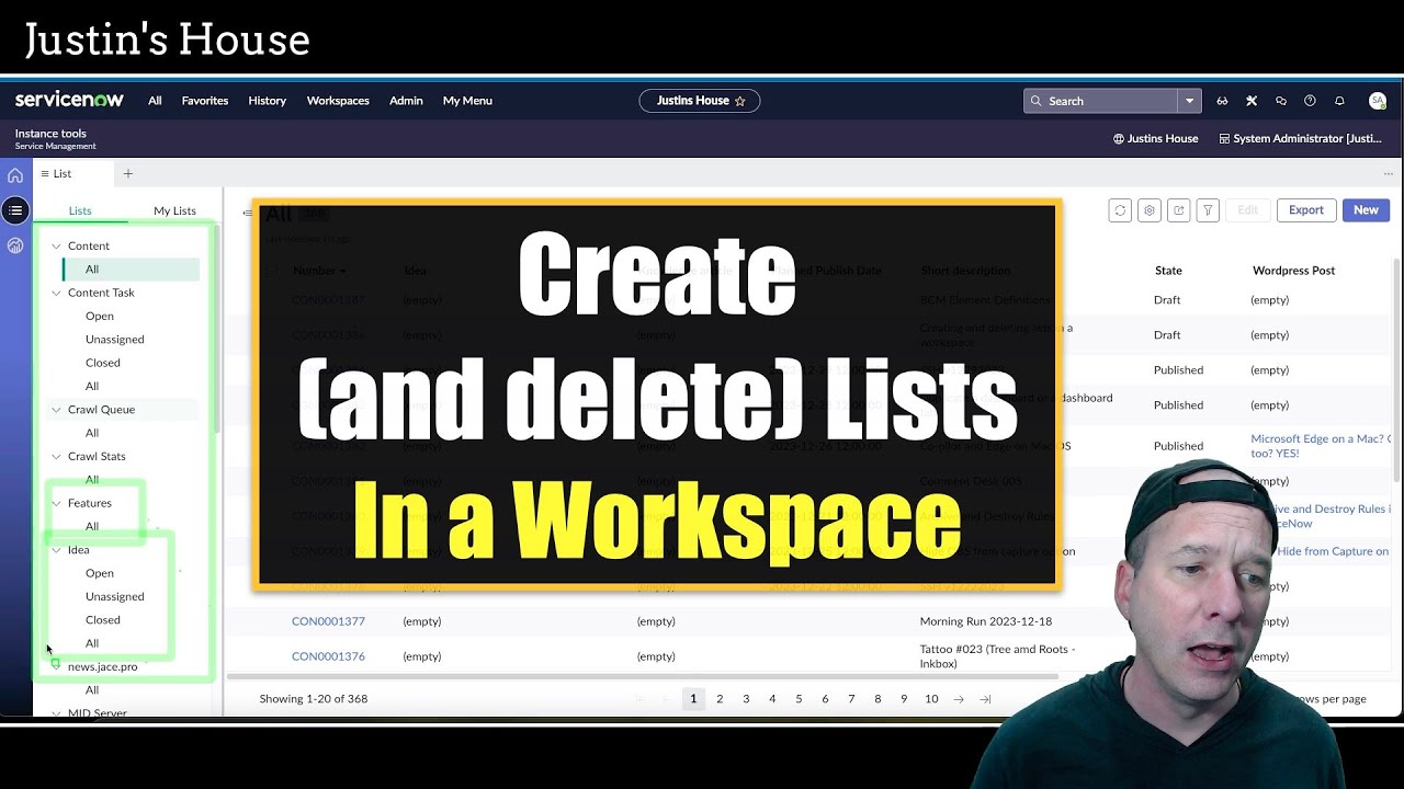 Create (and delete) your own lists in a workspace!