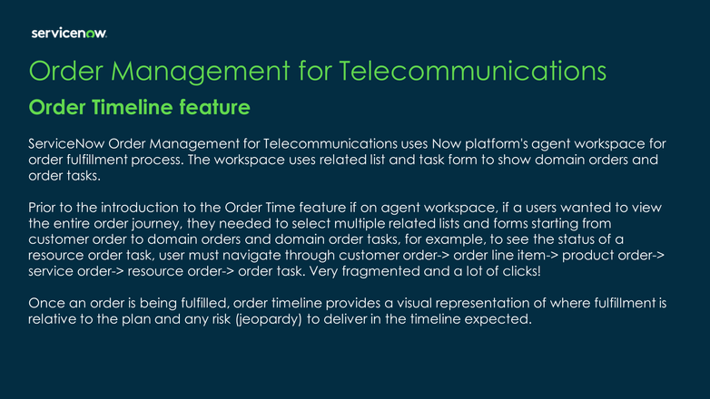 Order Management for Telecommunications - Order Timeline feature - Washington release