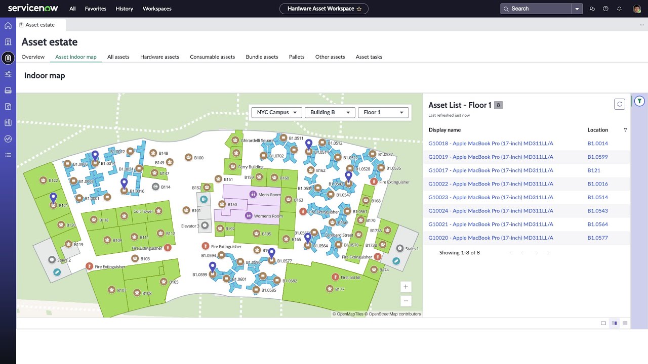 Track asset location using indoor maps