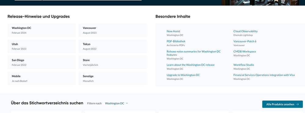 Dokumentation für das Washington DC-Release