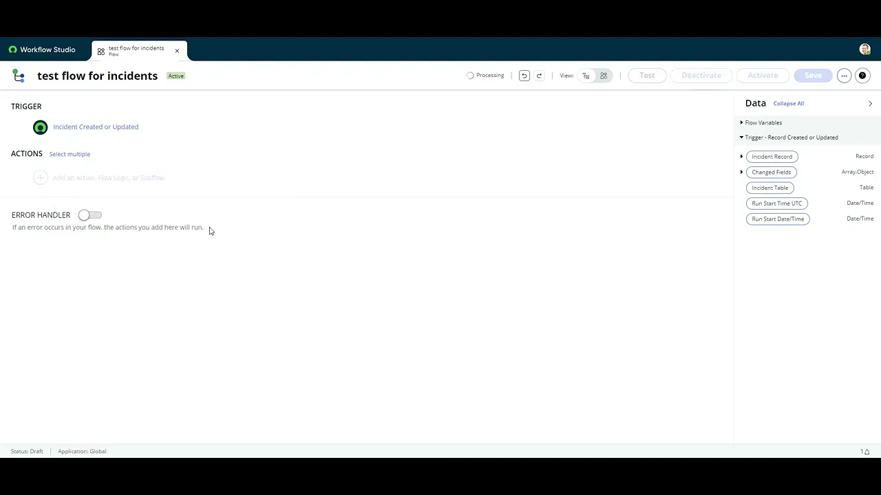 Add Worknote Link to Context action for ServiceNow Flow Designer.  Add link to execution context.