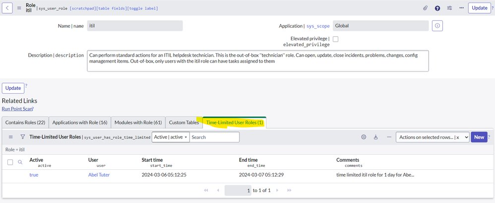 A little bit more about Time-Limited User Roles in ServiceNow!