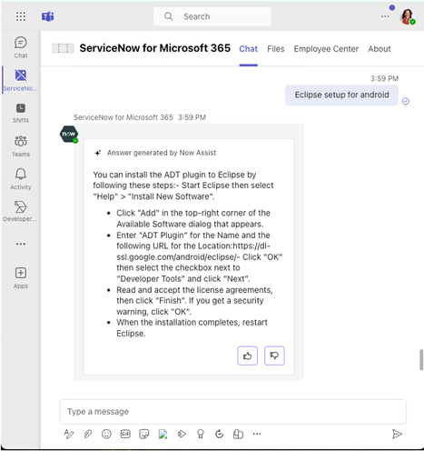 Washingtong DC / February 2024 StoreEnhancements to ServiceNow for Microsoft Teams and Microsoft 365