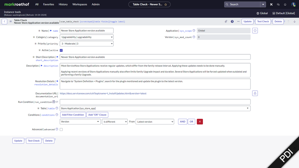 Finding newer Store Application versions with Instance Scan and Flow Designer