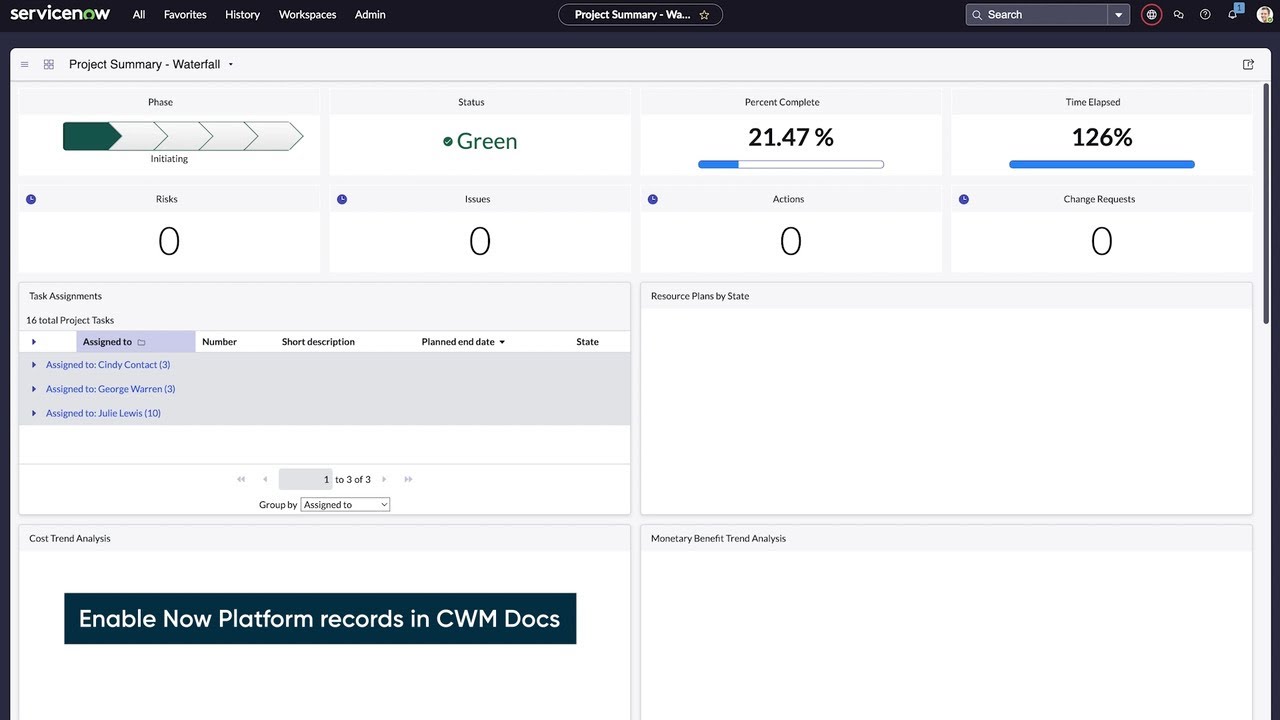 Enable Now Platform records in CWM docs