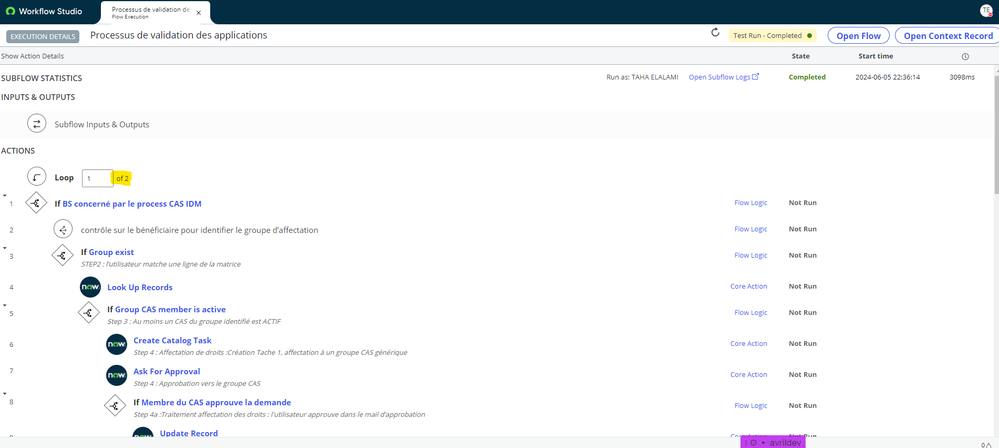 Washington Flow Designer execution details bugs