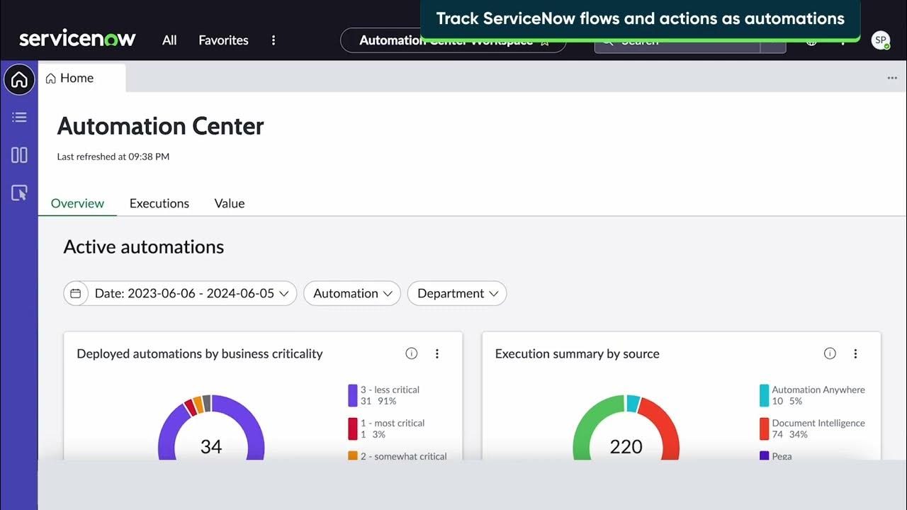Track ServiceNow flows and actions as automations