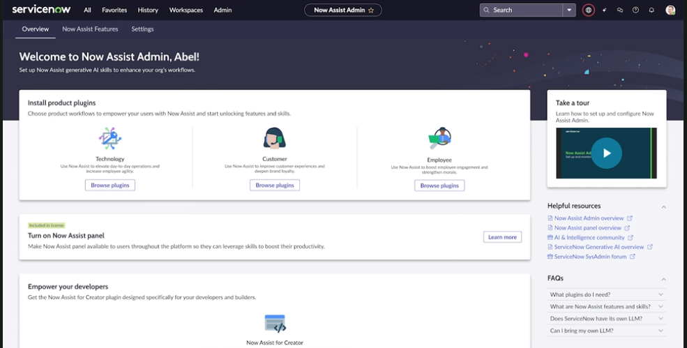 Let's Explore - Now Assist Admin console