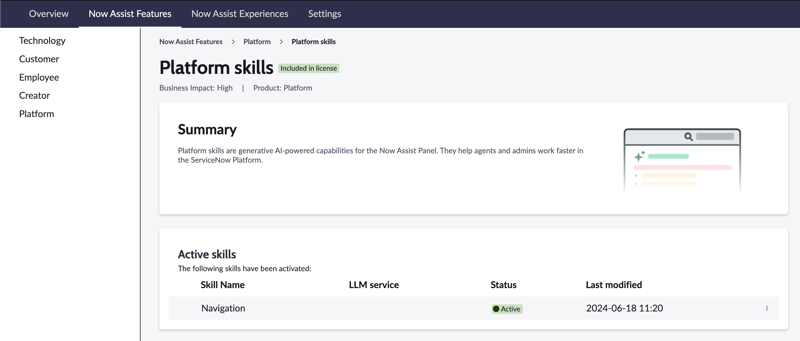 Now Assist Platform skill: Navigation - FAQ