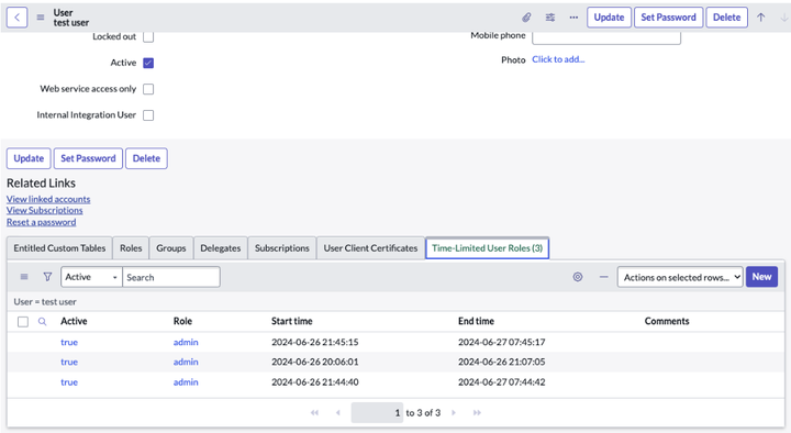 All things about time limited user role