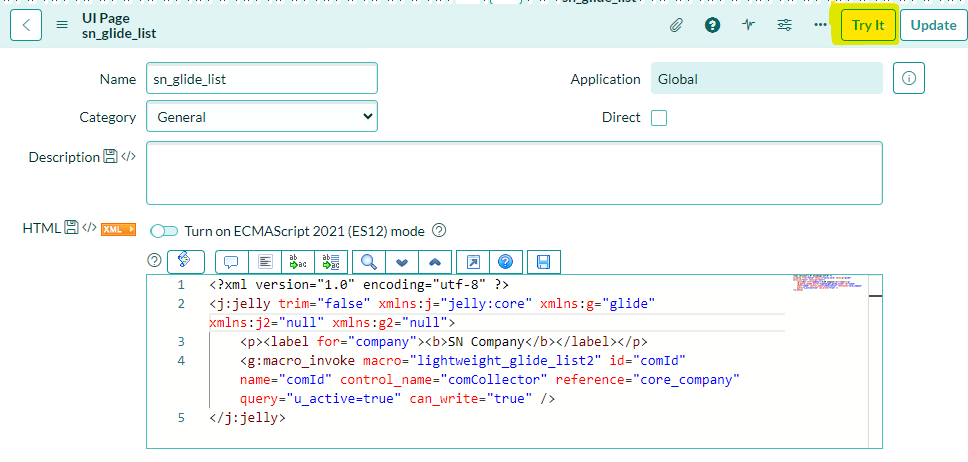Working with Glide List Type Element in UI Page
