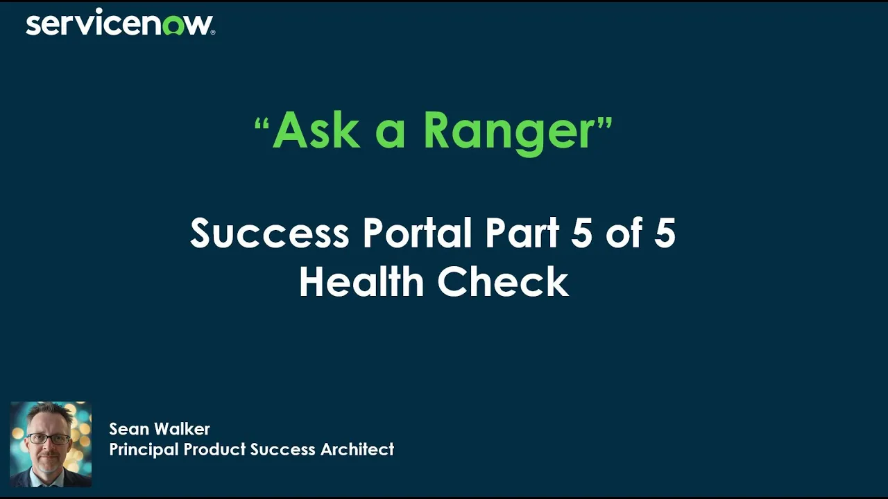 Success Portal Part 5 of 5 - Health Check