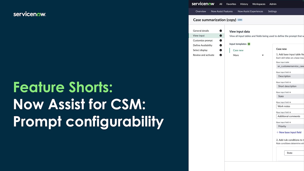 Feature Shorts: Now Assist Prompt Configurability