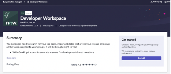 A look at the Innovation lab 'Developer Workspace' store app app