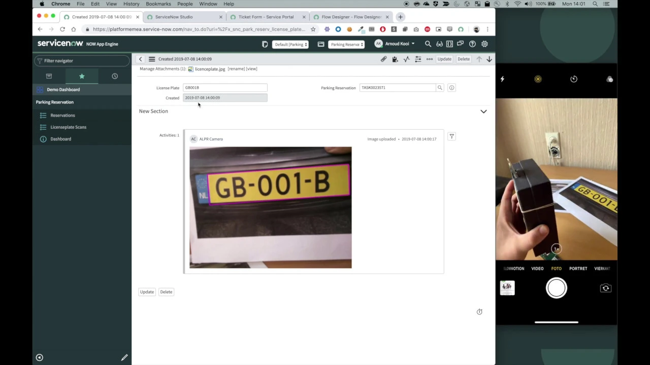 Parking Reservation ServiceNow demo
