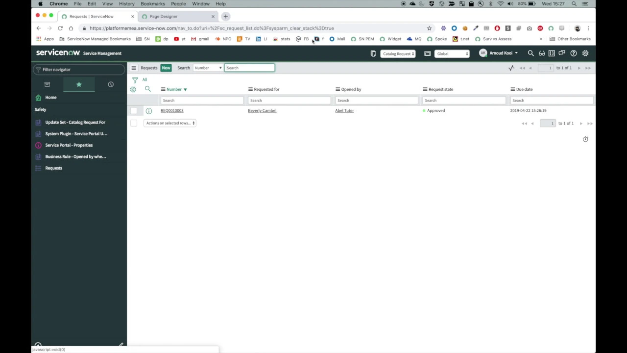 Request For Service Catalog