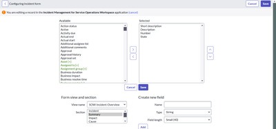 Display additional fields in Service Operations Workspace Incident Overview tab