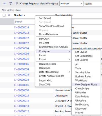 Identify active flows running on particular table