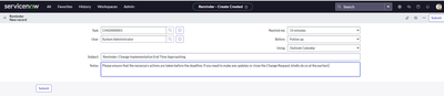 Enhancing Task Management with the Reminder Feature in ServiceNow
