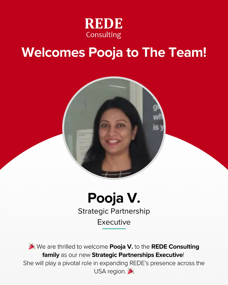 Welcome Pooja V. to the REDE family as - Strategic Partnerships Executive!