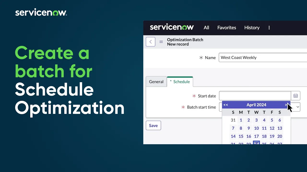Schedule Optimization | Create a batch