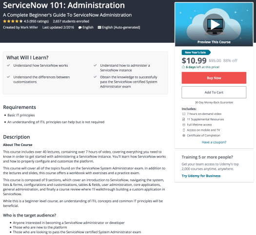 ServiceNow Online Training Alternatives on Udemy