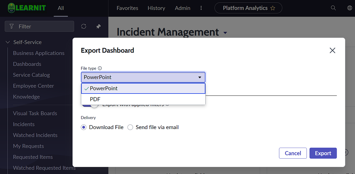 YOKOHAMA Release Feature 8: Export Dashboard to PPT or PDF