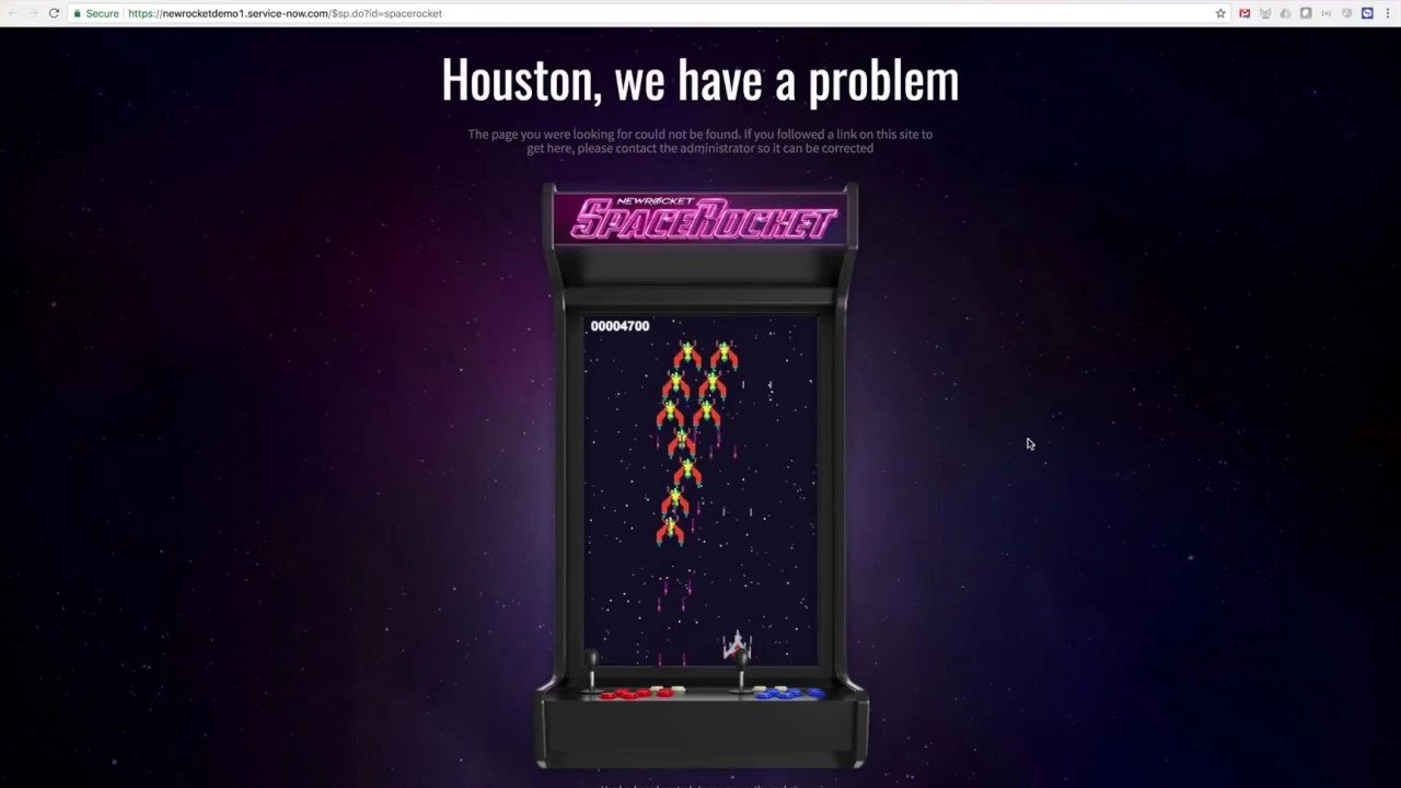 SpaceRocket 404 Page for Service Portal