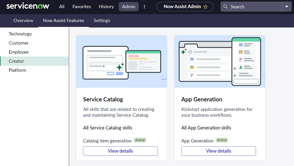 Now Assist for App Generation