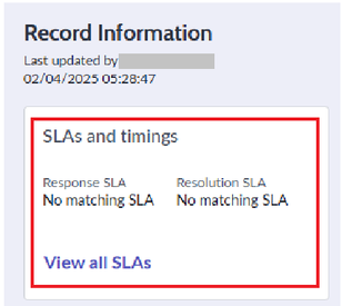 Service Operations Workspace - No Matching SLAs found